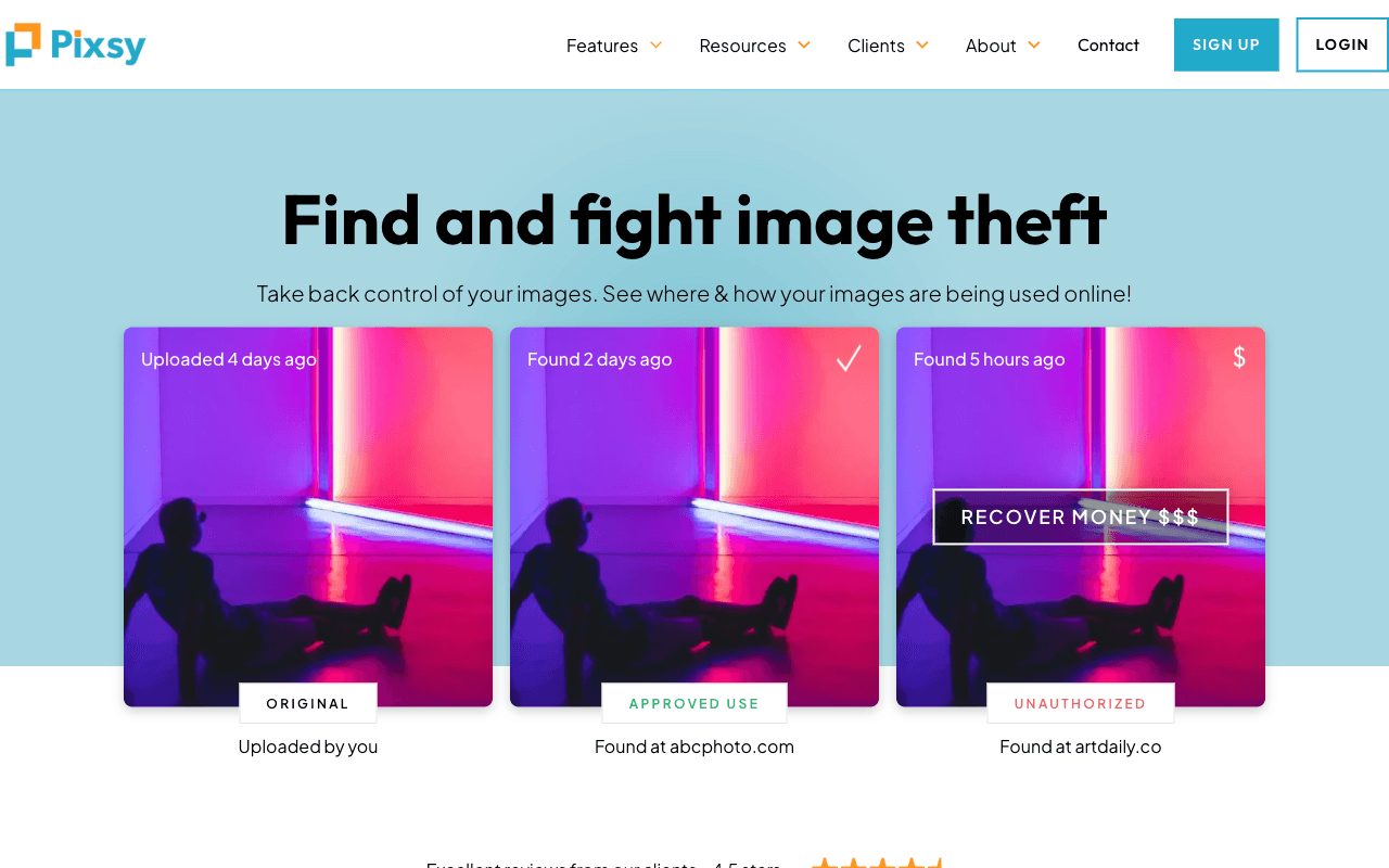 Pixsy homepage