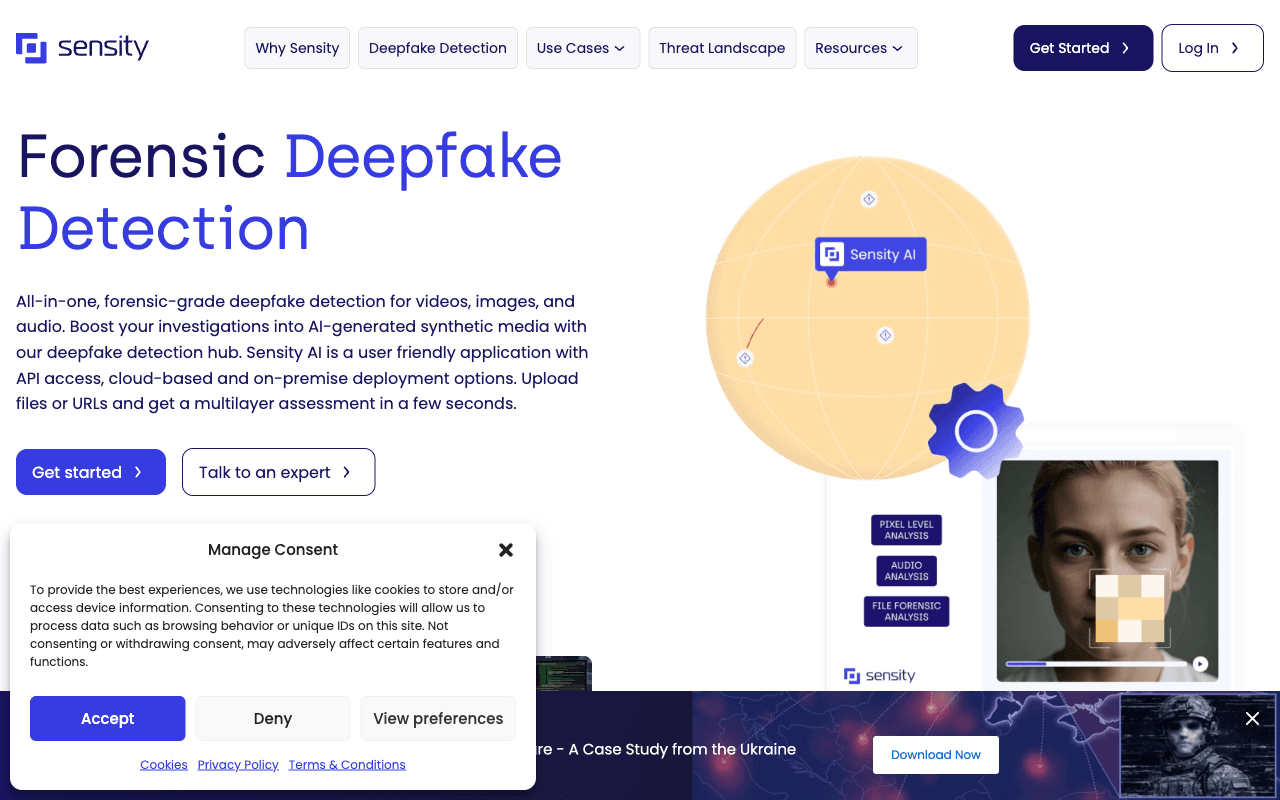 Sensity homepage